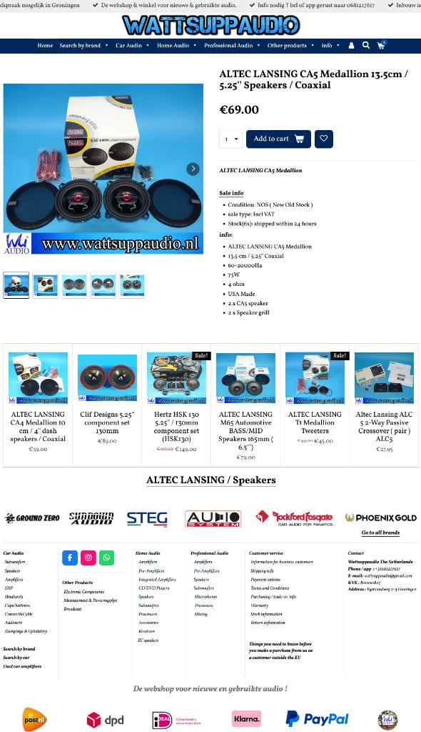 ALTEC LANSING CA5 Medallion 13.5cm/ 5.25'' Speakers/Coaxial, Nieuw, Ophalen of Verzenden, ., Support@alteclansing.com