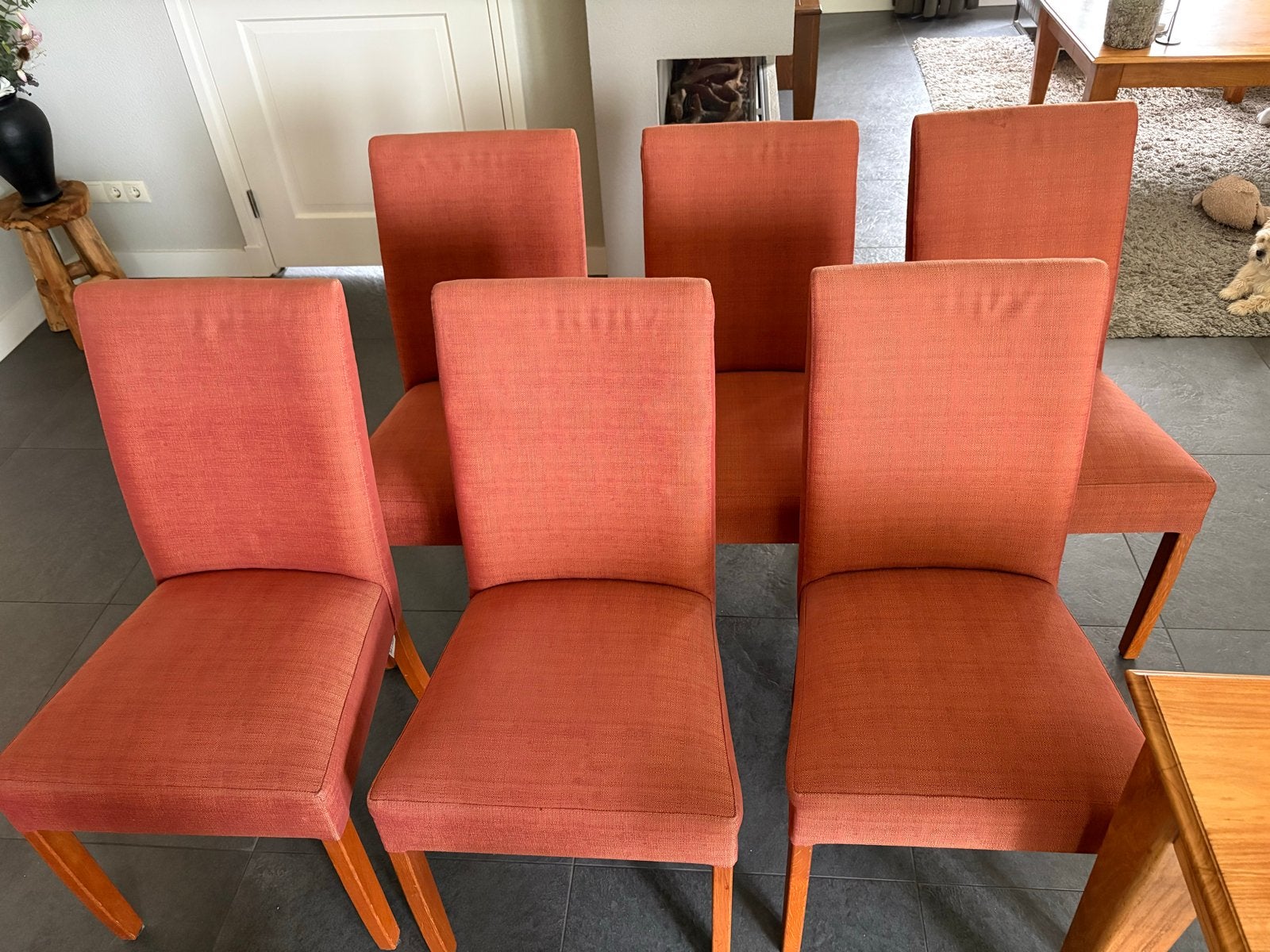 6 eetkamerstoelen - Made in Holland - Gemêleerd rood, Ophalen, Gebruikt, Vijf, Zes of meer stoelen, Rood