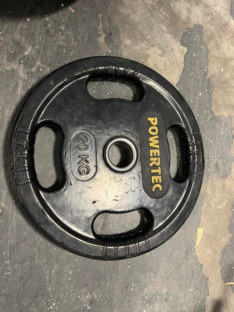 1 x 20 kg powertec Olympische halter schijf 50 mm, Olympische, Halterschijven, Gebruikt, Ophalen of Verzenden