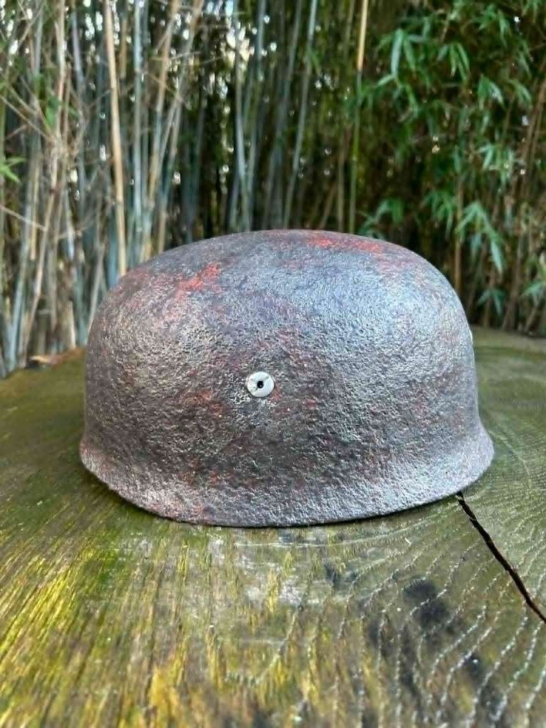 Duitse WOII paracommandohelm met resterende voering, Verzamelen, Ophalen of Verzenden, Duitsland, Embleem of Badge
