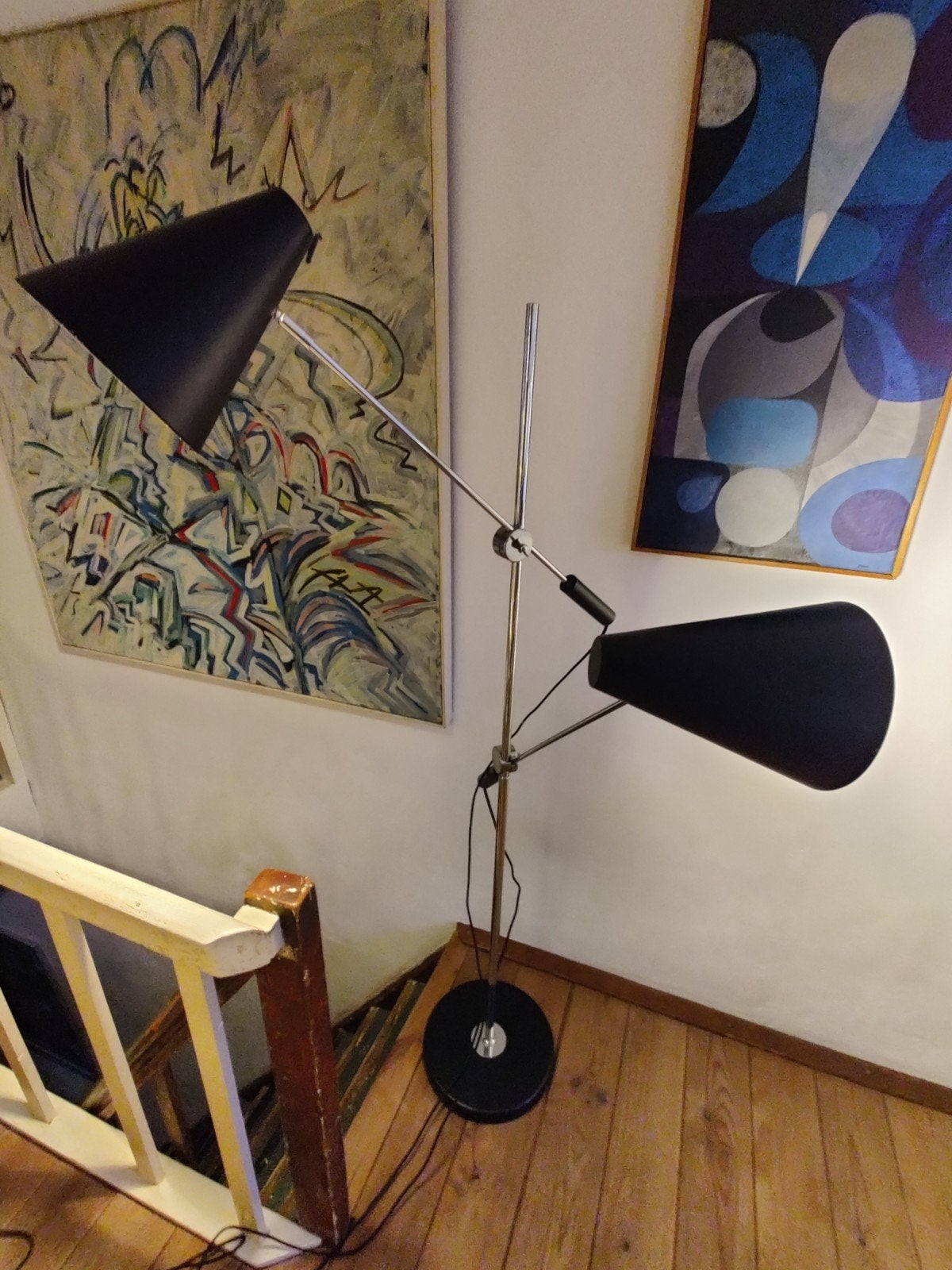 Kare Design Vloerlamp met Twee Verstelbare Spots, Ophalen, E27 (groot), Zo goed als nieuw, Metaal