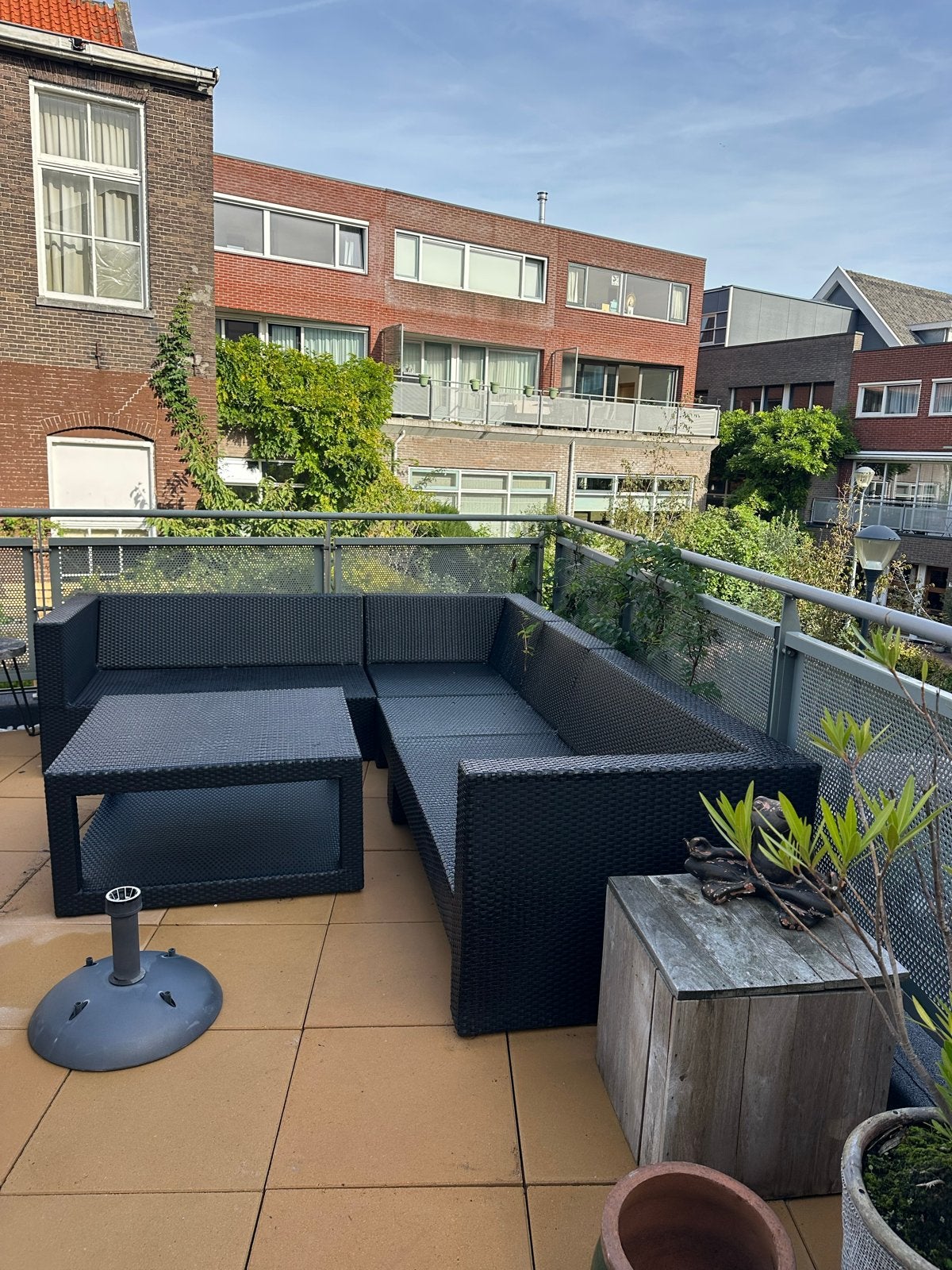 Zwarte Wicker Loungeset van Teak & Garden, Ophalen, 5 zitplaatsen, Gebruikt, Loungeset