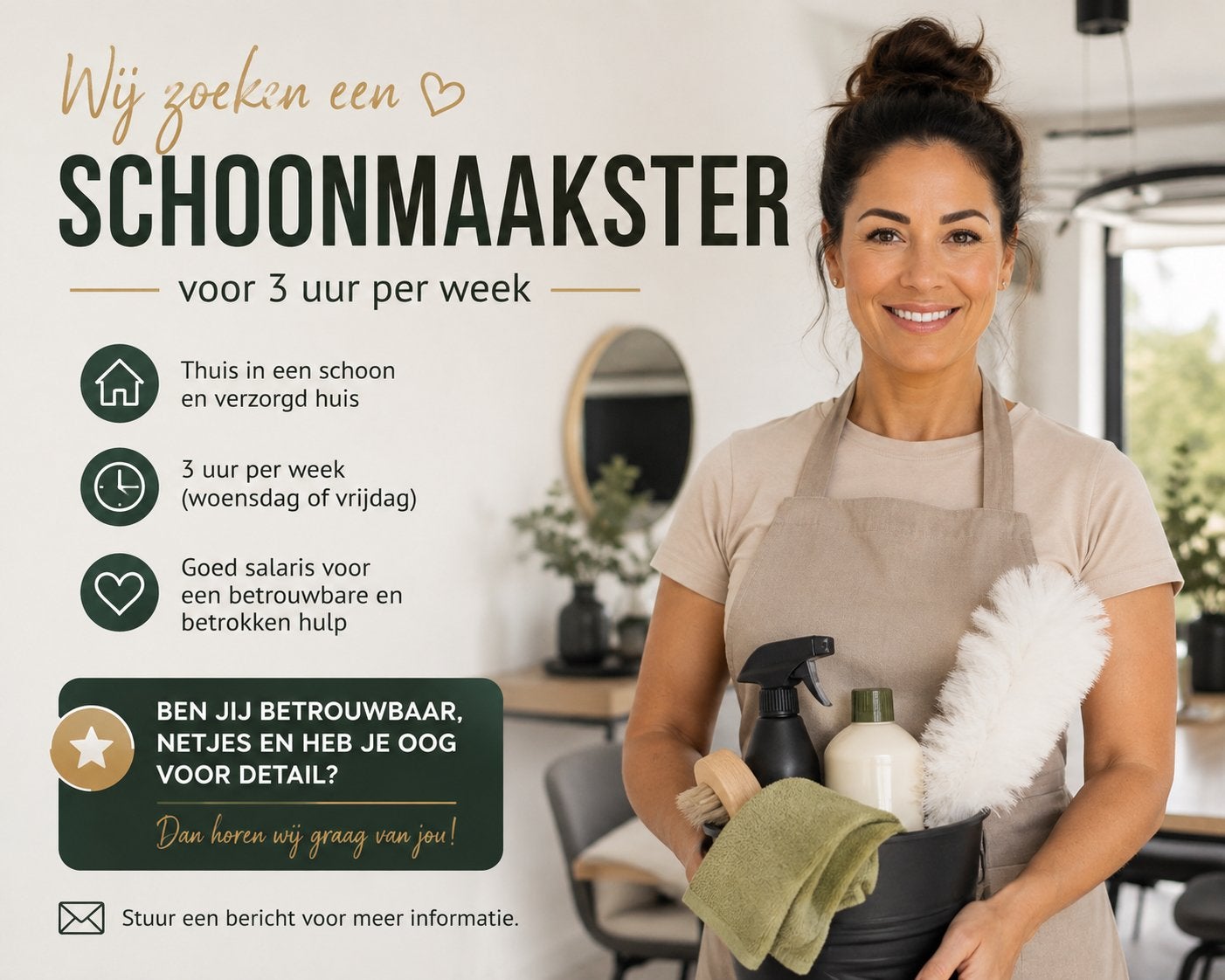 Schoonmaakster/Huishoudelijke hulp/poetshulp, Overige niveaus, Overige vormen