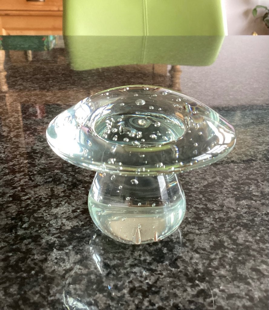 Glas, paddenstoel, bubbels, handgemaakt, vintage, Antiek en Kunst, Ophalen