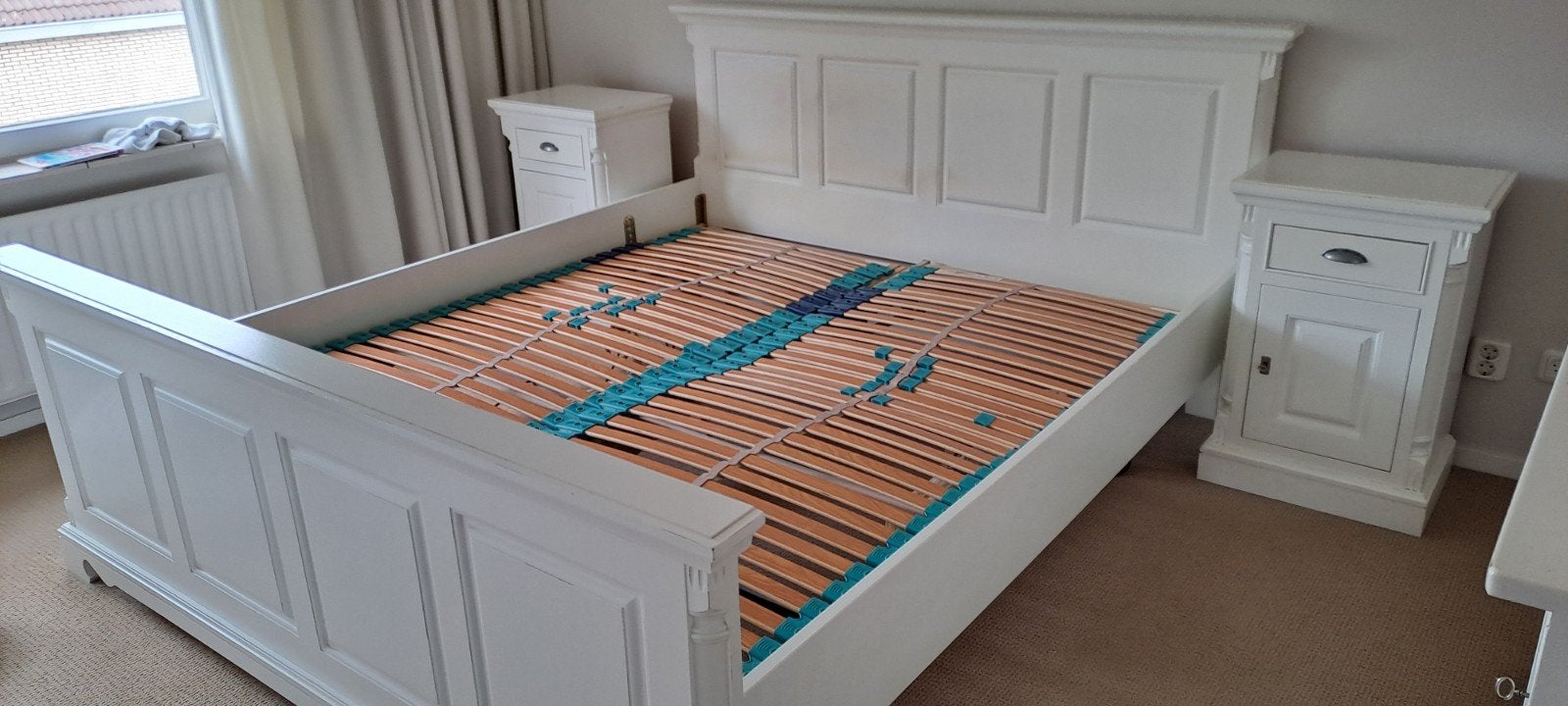 2 persoons bed, wit, Ophalen, Gebruikt, Wit, Tweepersoons