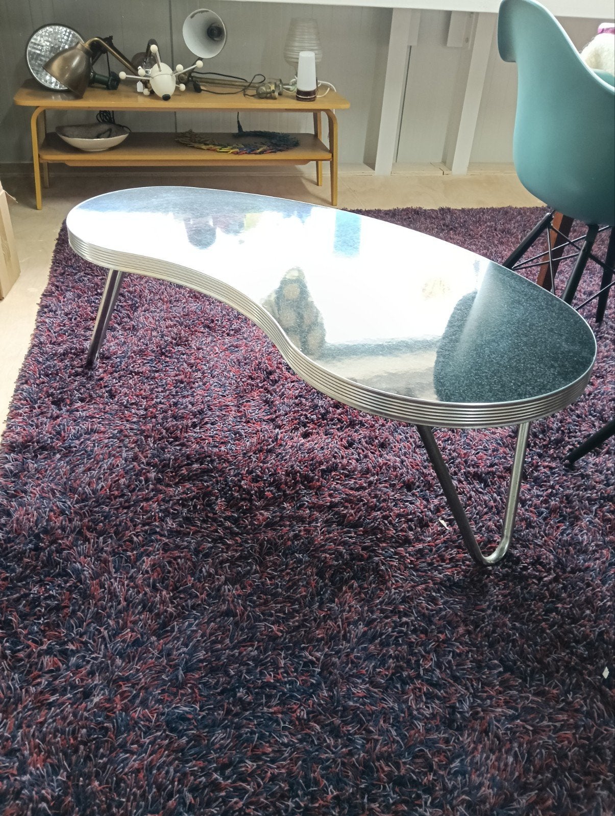 Vintage Nierbankje / Salontafel - Organische Vorm, Ophalen, Gebruikt, 100 tot 150 cm, Overige materialen