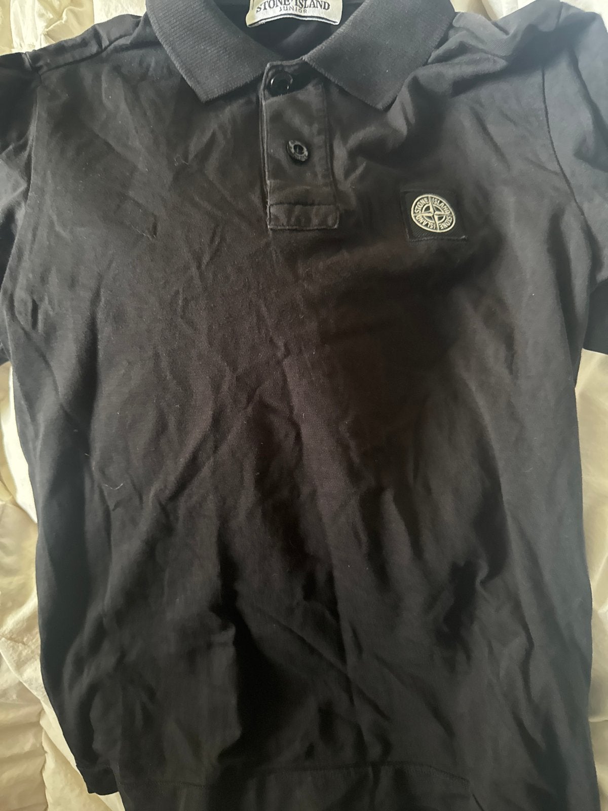 Stone Island Junior Polo Shirt Zwart Maat 128 (8 jaar), Ophalen, Gebruikt, Jongen, Shirt of Longsleeve