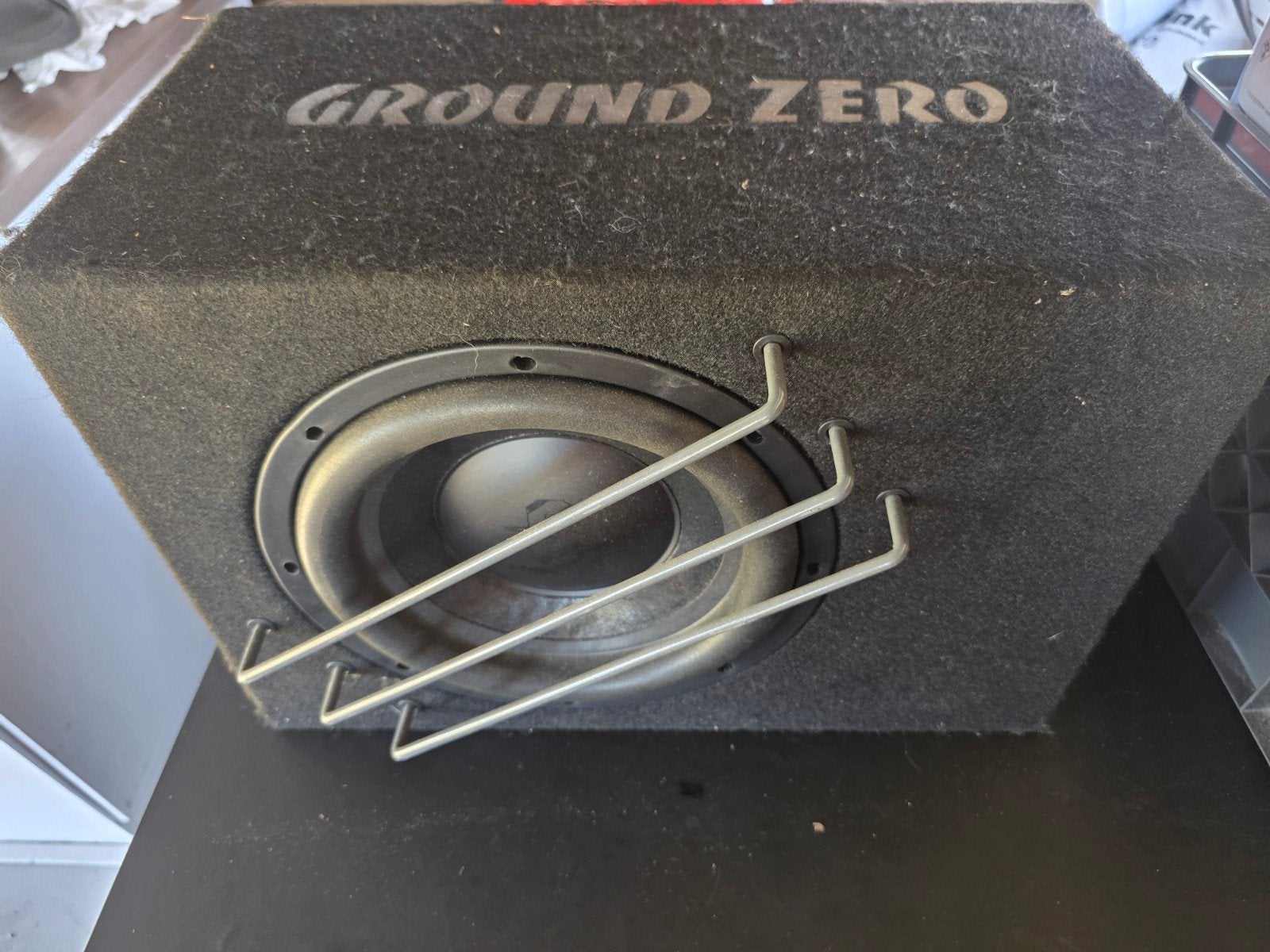 Ground Zero Subwoofer met mono block en Bekabeling, Ophalen of Verzenden, Gebruikt