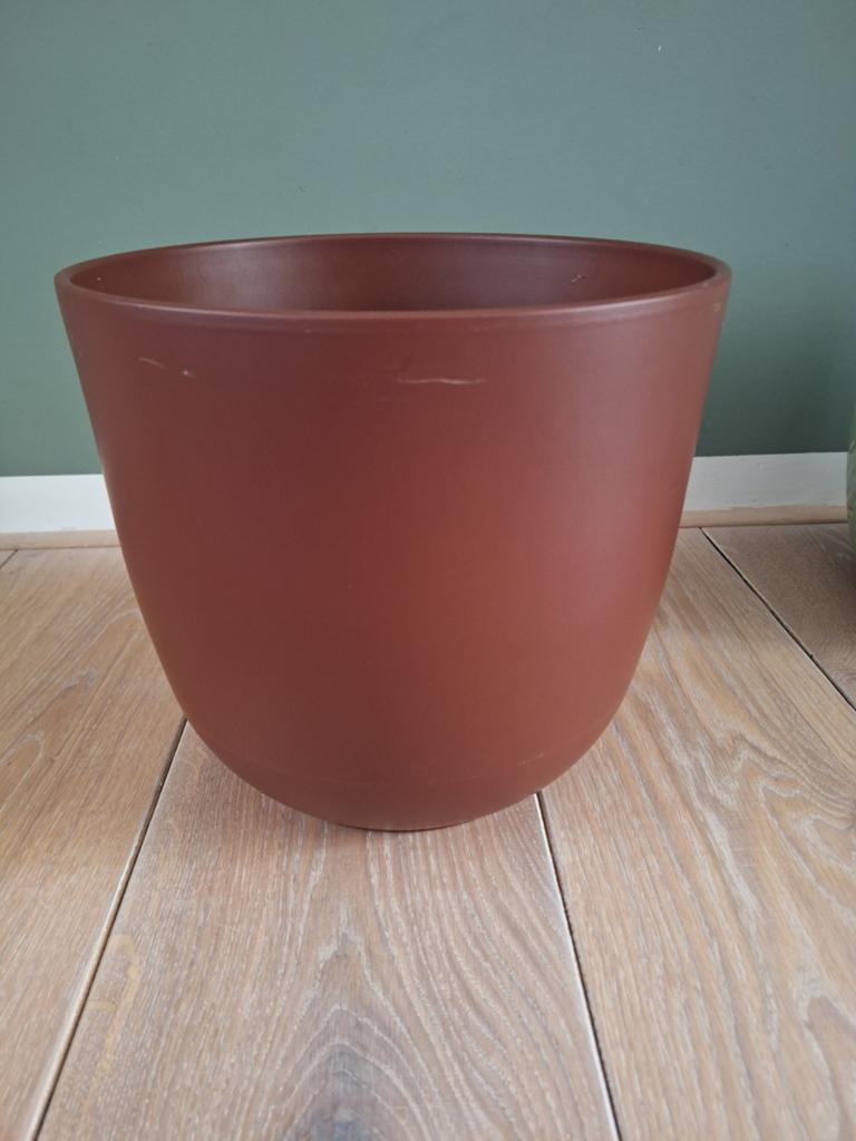 MICA decorations bloempot Tusca Cacao matt H26 D28 cm, Gebruikt, Rond, Minder dan 40 cm, Aardewerk