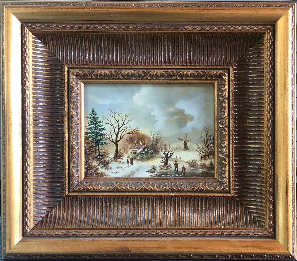 J. Croon Schilderij 'Nederlands wintertafereel, Ophalen of Verzenden