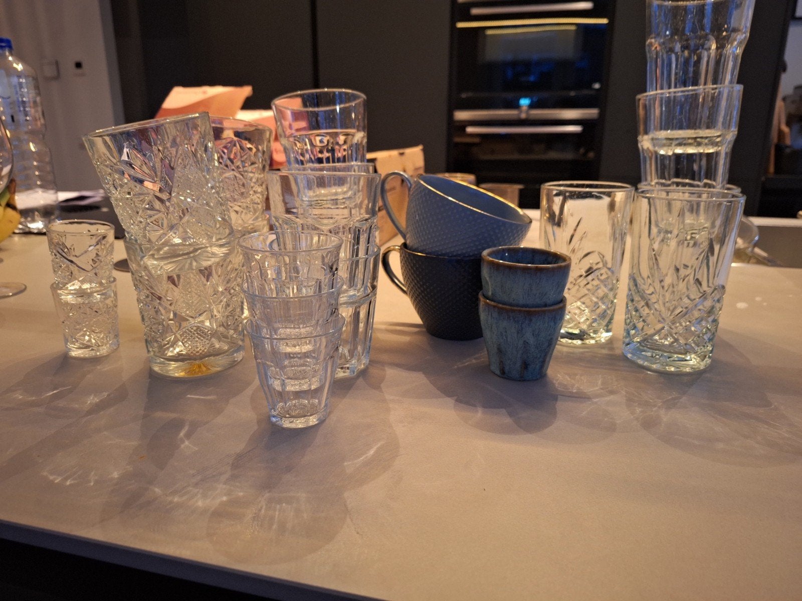 Partij drinkglazen, waaronder Libbey Hobstar glazen, Ophalen, Gebruikt, Glas, Glas of Glazen