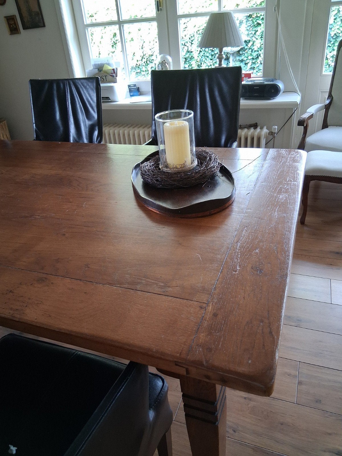Grote eettafel 8 /12 pers., Huis en Inrichting, Tafels | Eettafels, Ophalen, Teakhout, 200 cm of meer, 50 tot 100 cm