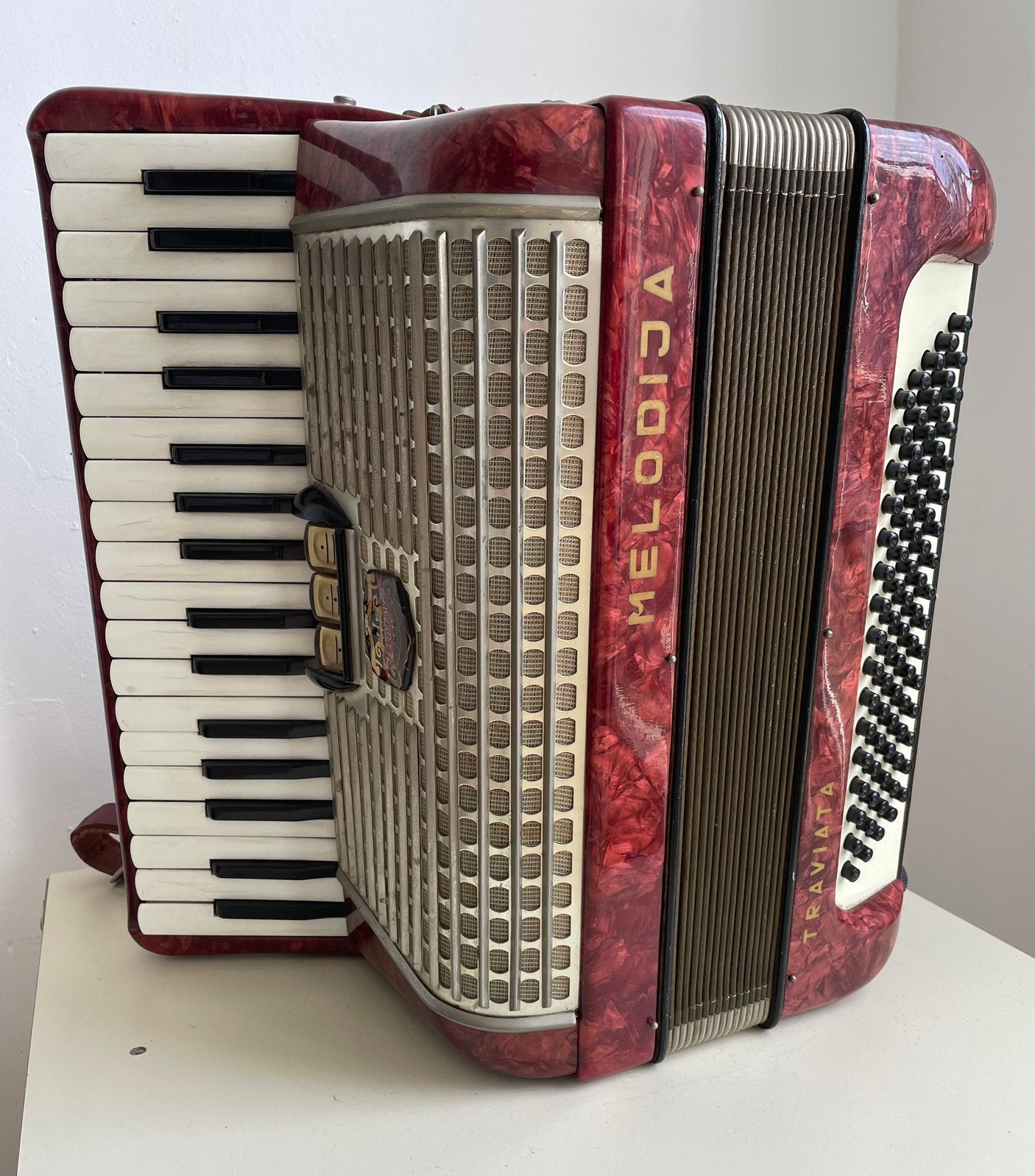 Melodija accordeon, Ophalen, Gebruikt, Met riemen, 80-bas