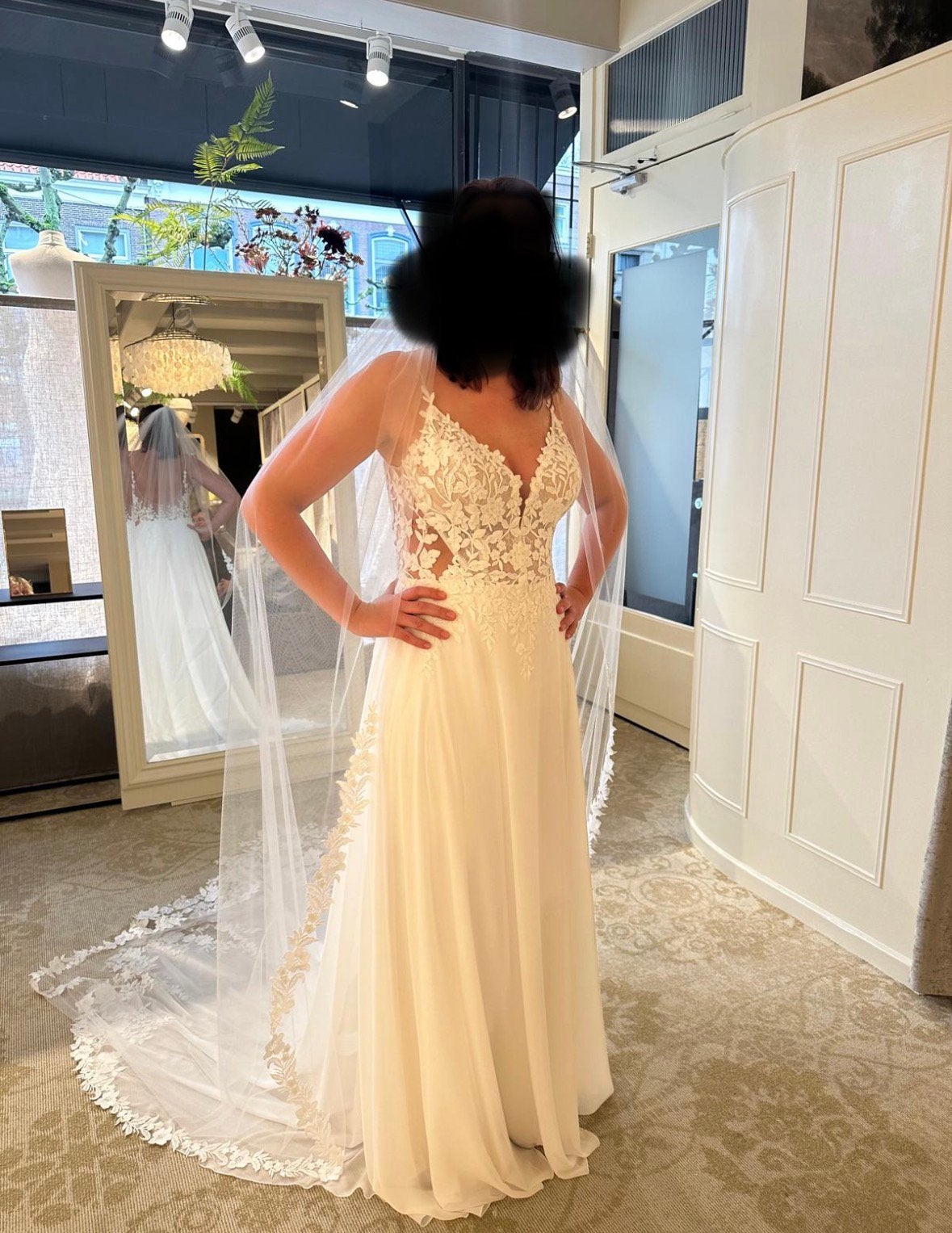 Trouwjurk Modeca Debra A-line jurk, chiffon, Ophalen, Zo goed als nieuw