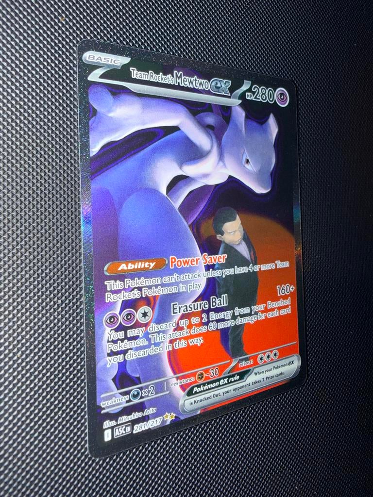 Pokemon Kaart: Team Rocket's Mewtwo EX (Ascended Heroes), Ophalen of Verzenden, Zo goed als nieuw, Losse kaart, Foil