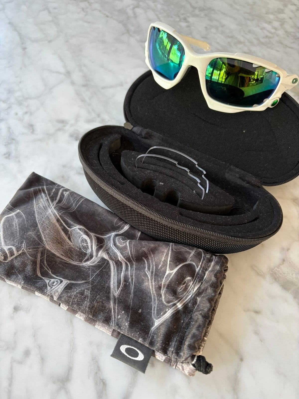 Oakley Racing Jacket zonnebril in zeer nette staat, Ophalen, Zo goed als nieuw, Overige materialen
