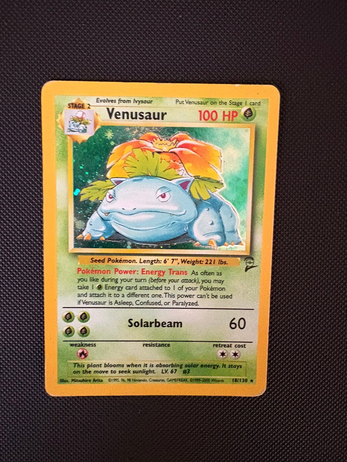 Venusaur holo 18/130 pokemon base set 2, Hobby en Vrije tijd, Verzamelkaartspellen | Pokémon, Ophalen of Verzenden, Zo goed als nieuw