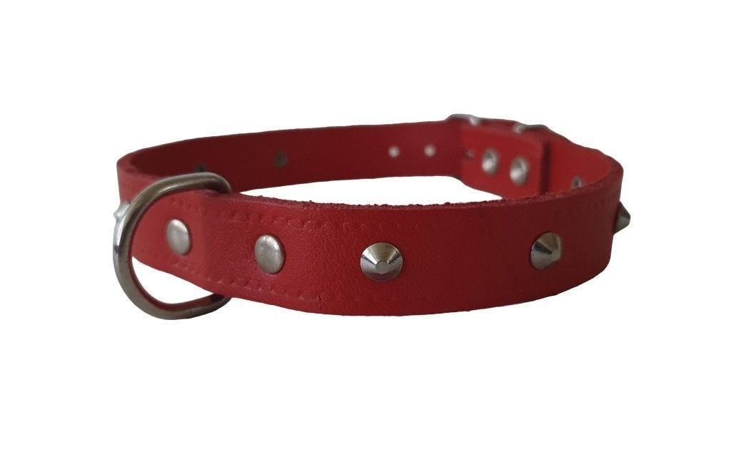 NOBBY Halsband Leder Rood + Nop Nekomtrek 33,5-37 cm KOOPJE!, Ophalen of Verzenden, Nieuw