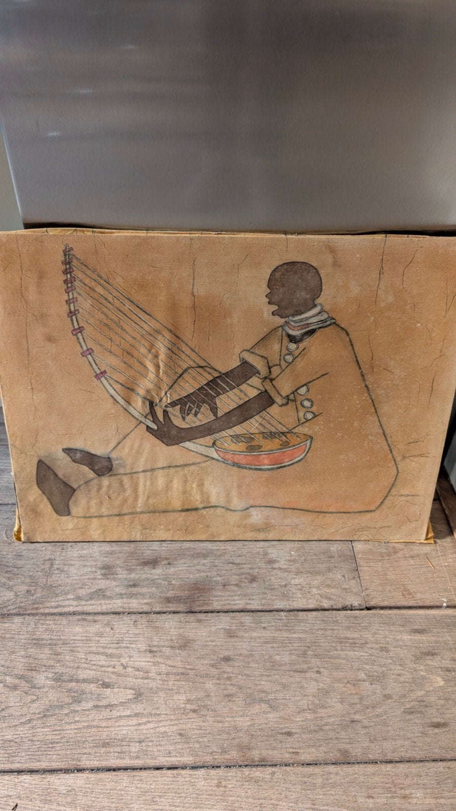 Afrikaanse kunst: Samuel Katongole Senkooto. Man met Kora, Antiek en Kunst, Ophalen of Verzenden