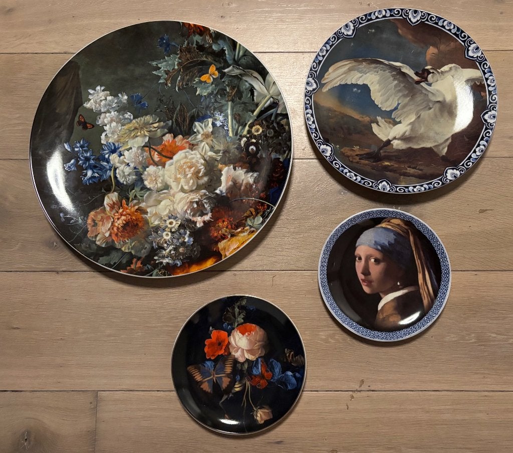 Heinen wandborden 4 stuks Delfts blauw, Ophalen, Meerkleurig, Steen/keramiek, Zo goed als nieuw