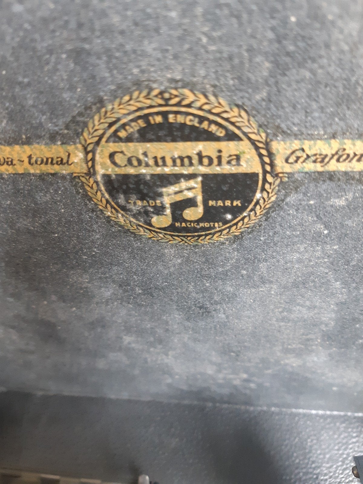 Antieke Columbia Grafonola Draagbare Platenspeler met Platen, Ophalen, Gebruikt, Platenspeler, Overige merken