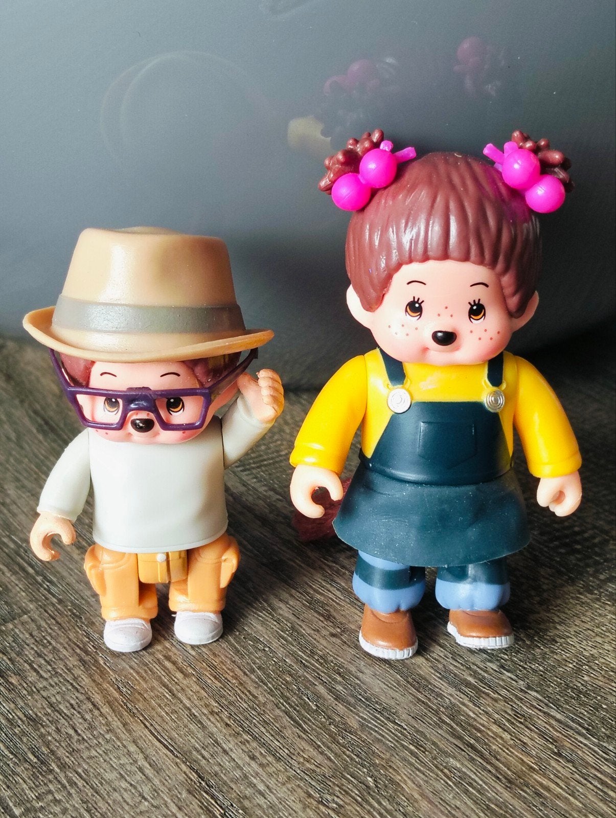 Monchhichi figuren set - jongen en meisje, Ophalen of Verzenden, Zo goed als nieuw