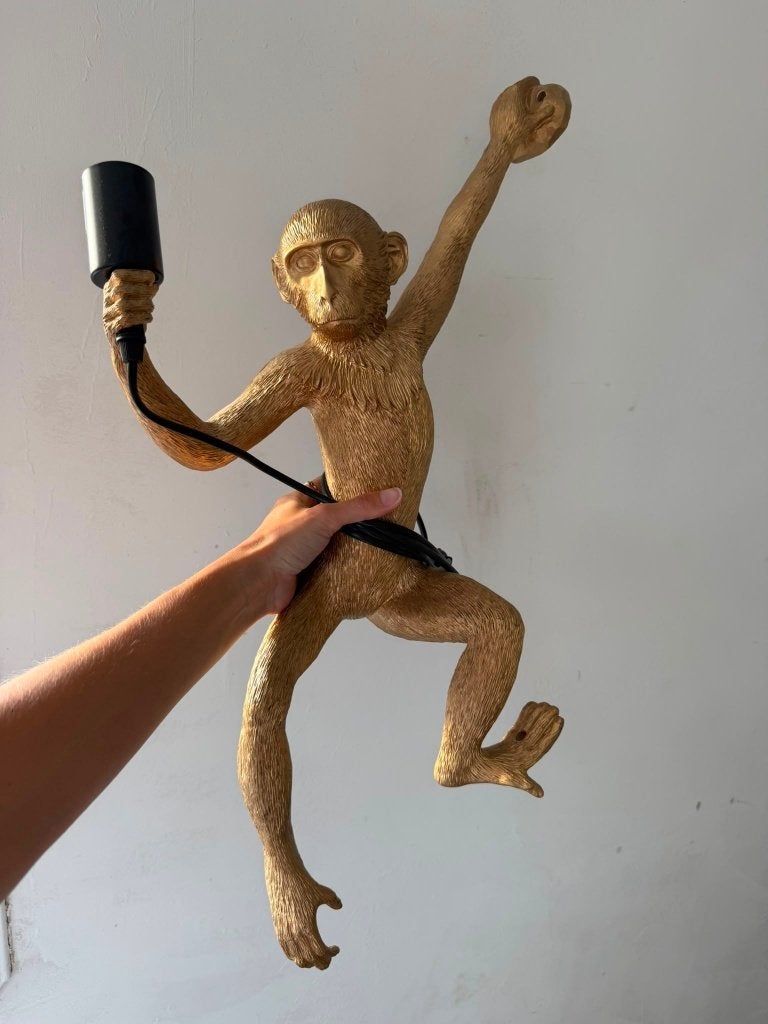Gouden Aap Wandlamp met E27 Fitting - Uniek Design, Ophalen, Kunststof, E27 (groot), Zo goed als nieuw