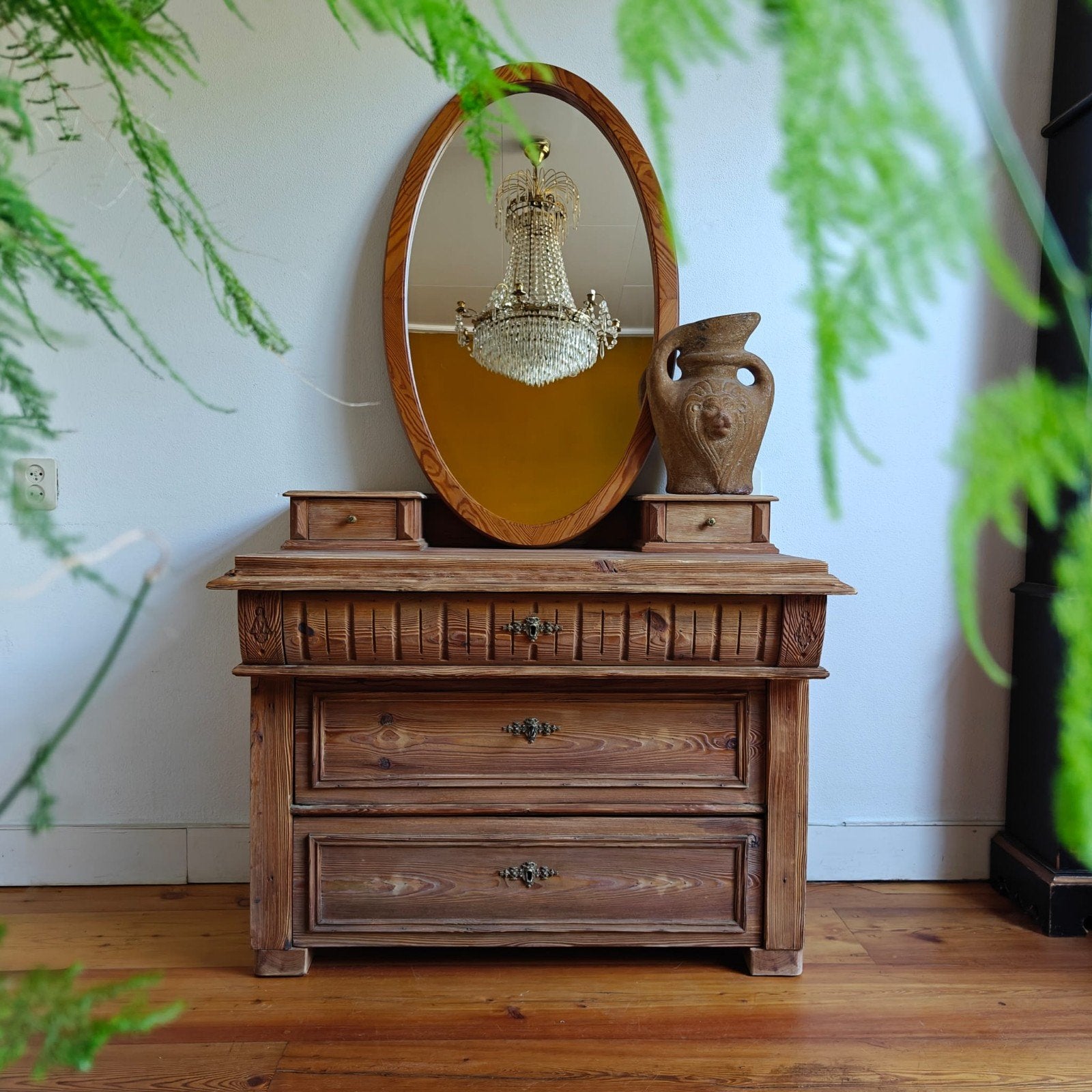 Antieke Zweedse ladekast/commode (1880-1910), Gebruikt, 100 tot 150 cm, 3 of 4 laden, Minder dan 100 cm