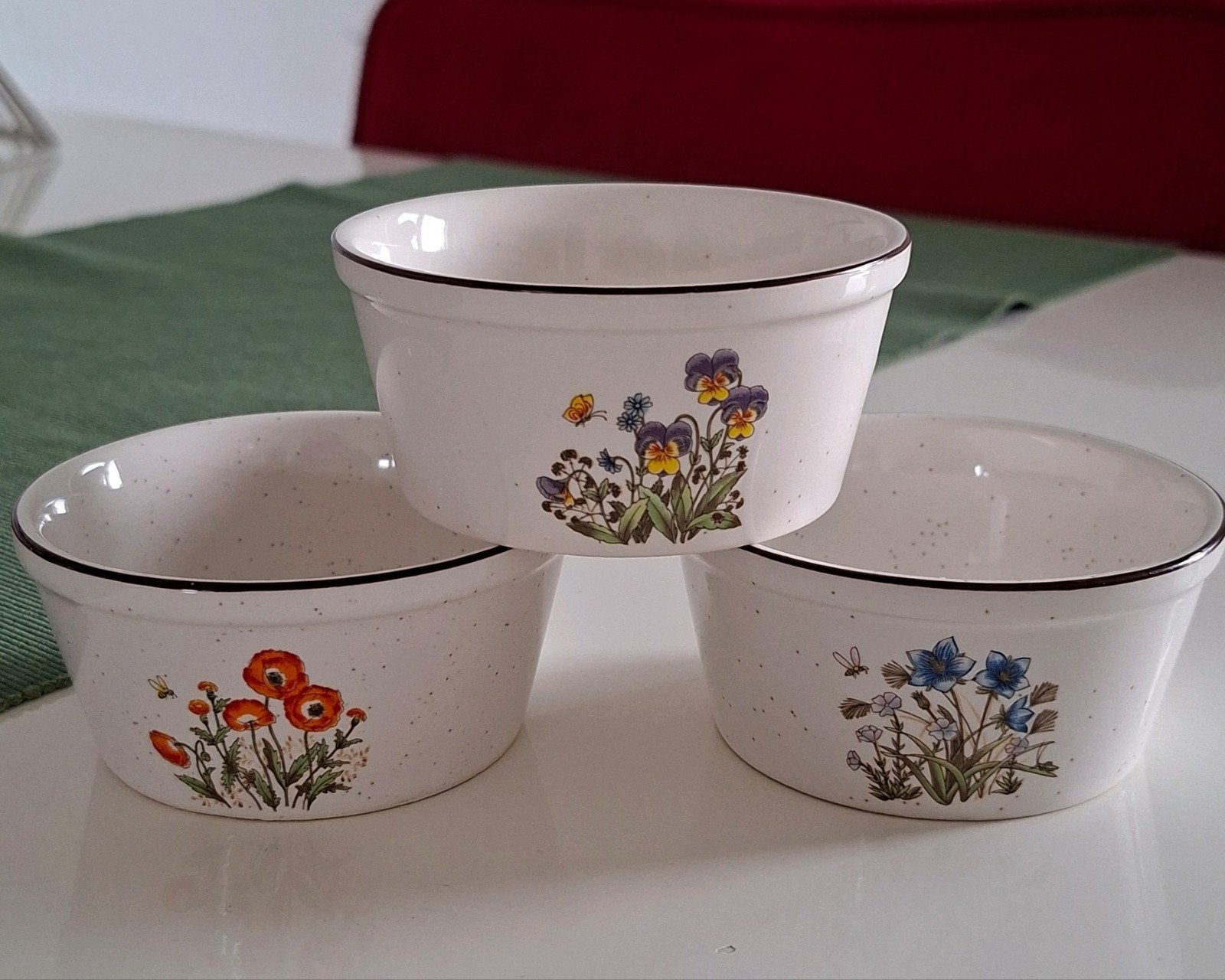 Vintage Wildflower ovenschaaltjes / tapas bakjes, Overige merken, Keramiek, Landelijk/Boerenbont, Ophalen of Verzenden
