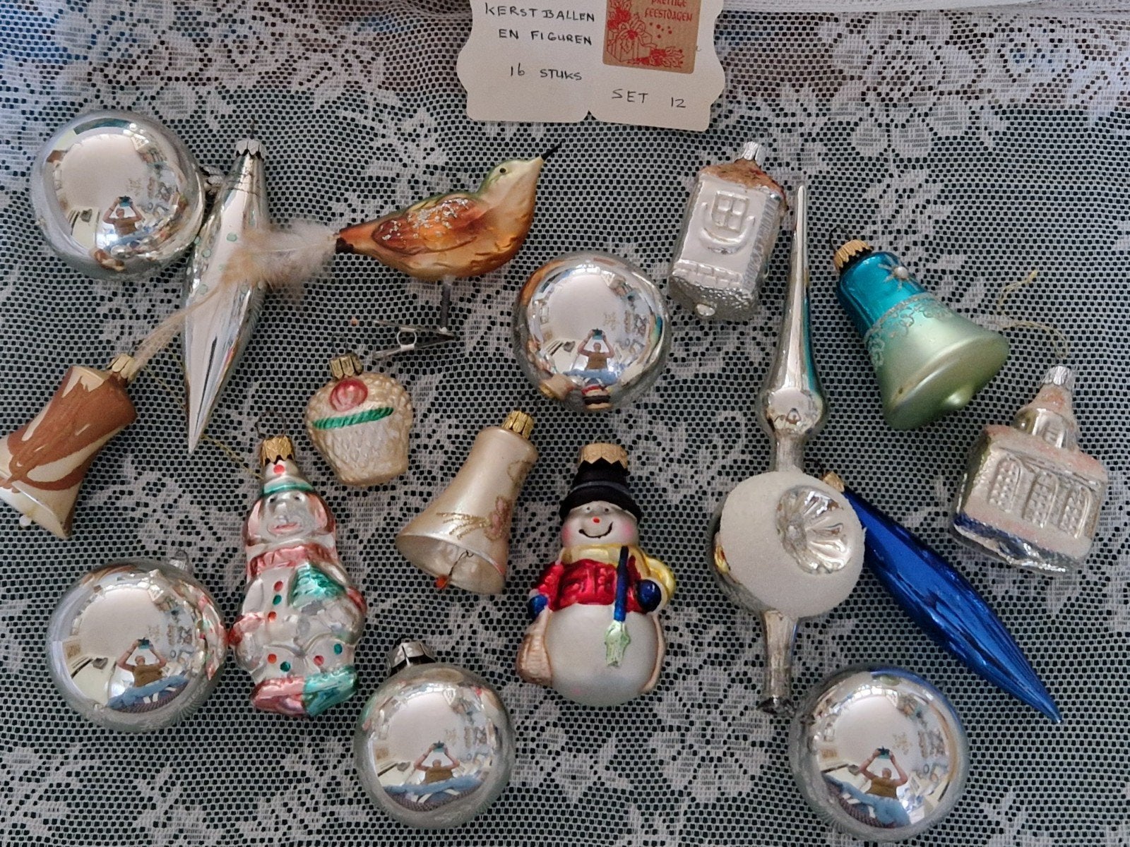 oude vintage kerstballen 16 stuks Set 12, Ophalen of Verzenden