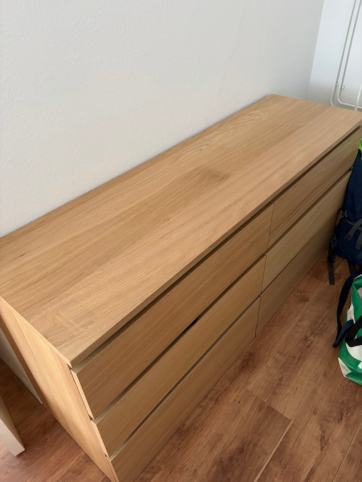 IKEA MALM 6-drawer chest – Oak veneer – 160x48x78 cm, Huis en Inrichting, Gebruikt, 5 laden of meer, 150 tot 200 cm, Eikenhout