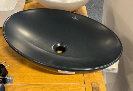V&B Opzetwastafel Zwart TITAN CERAMIC 56x38, Niet ingevuld, 50 tot 100 cm, Zo goed als nieuw, Minder dan 100 cm