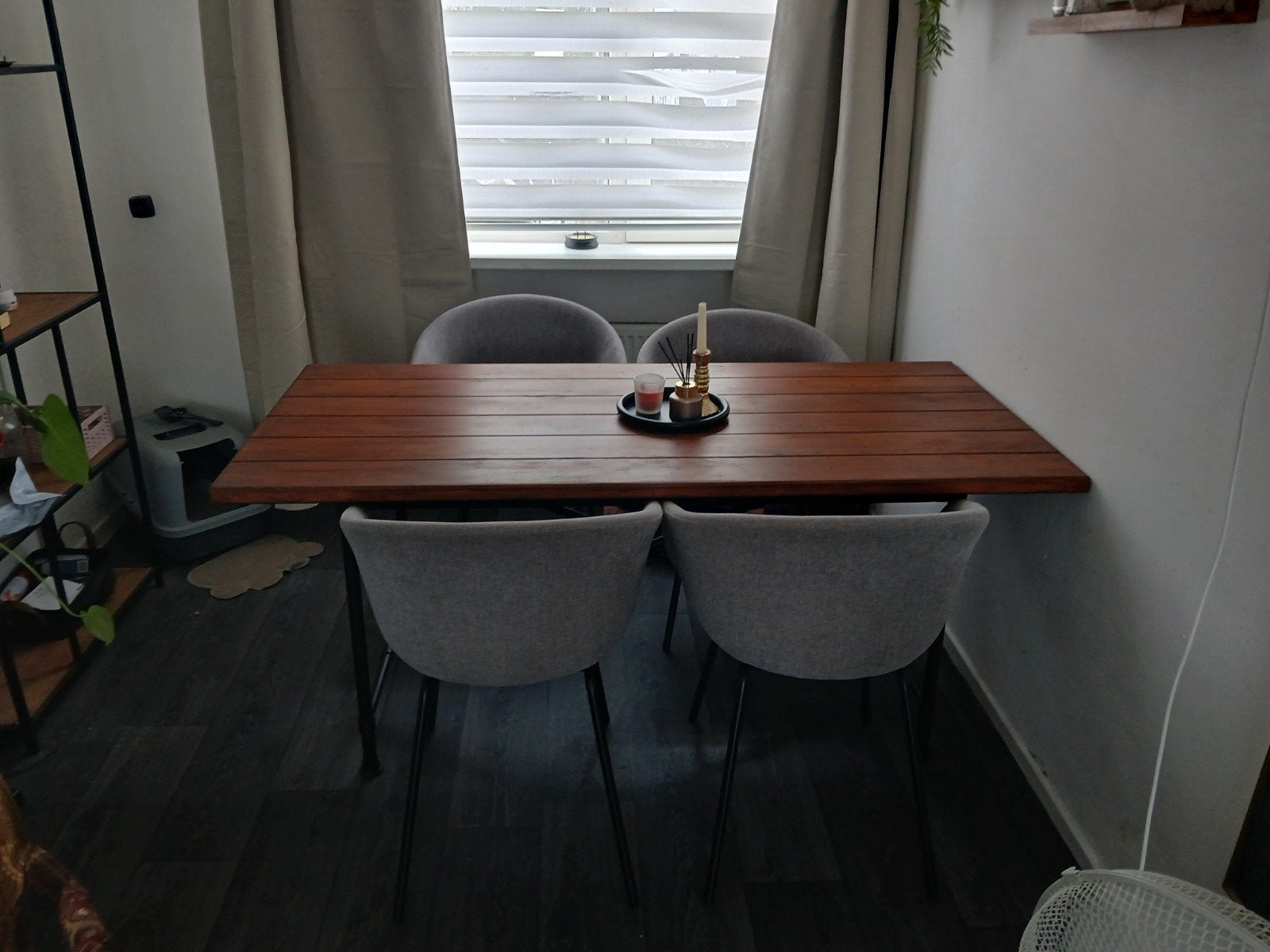 Mooie stalen frame tafel (gedemonteerd), Huis en Inrichting, Tafels | Eettafels, Overige houtsoorten, Gebruikt, 100 tot 150 cm
