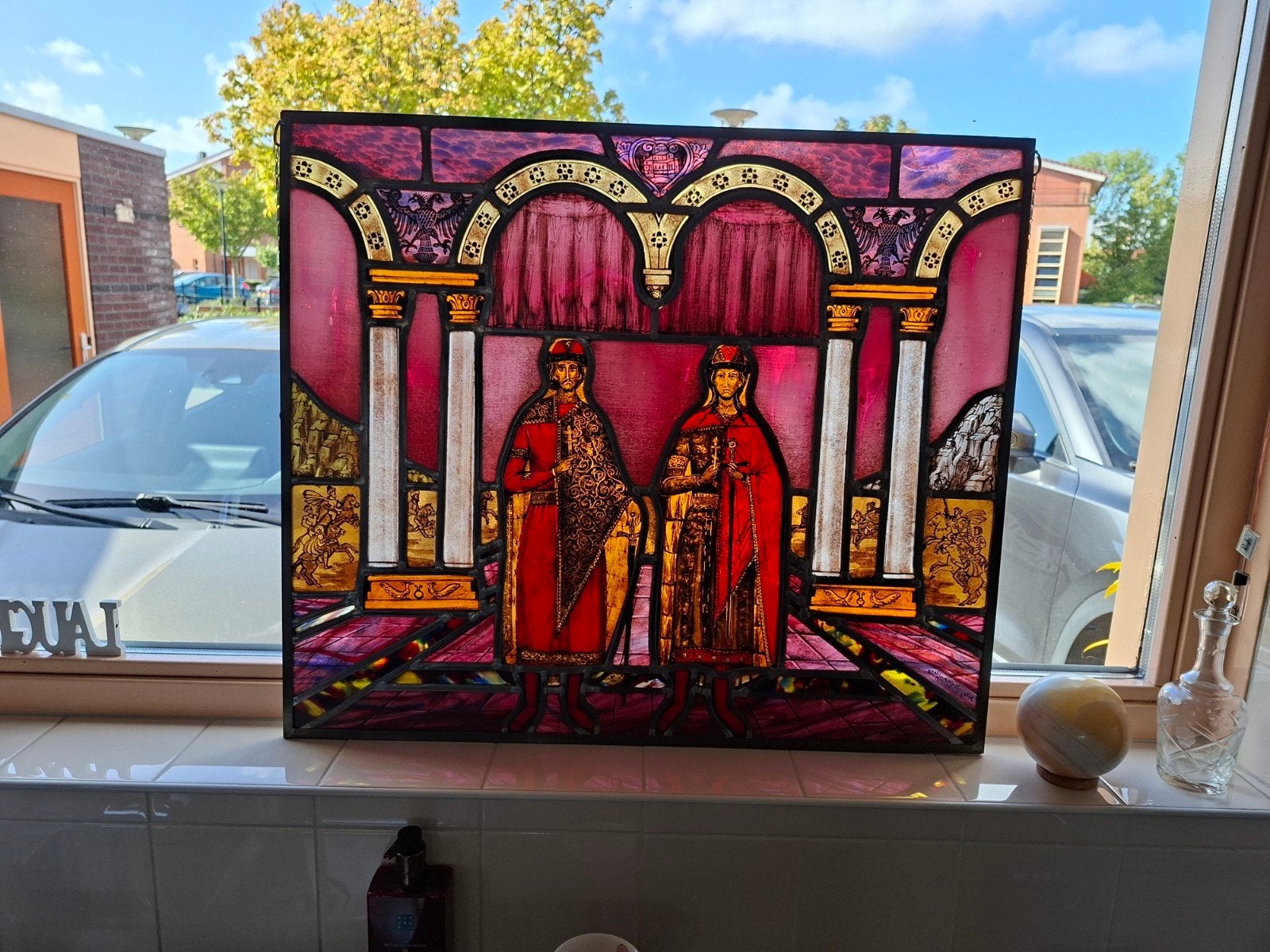 Glas in lood kunstwerk, Antiek en Kunst, Ophalen