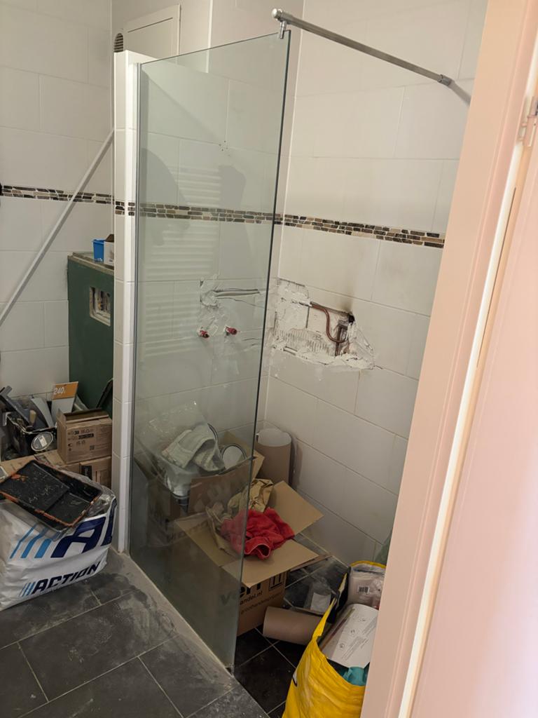 Glazen douchewand (80x200) met montage stang, Ophalen, Gebruikt, Glas, Douche