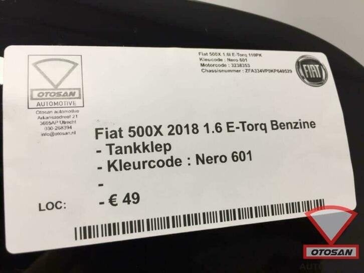 fiat 500x 500 x 2018 tankklep tank klep nero 601, Gebruikt, Stellantis Europe S.p.A., Ophalen of Verzenden, Info@stellantis.com