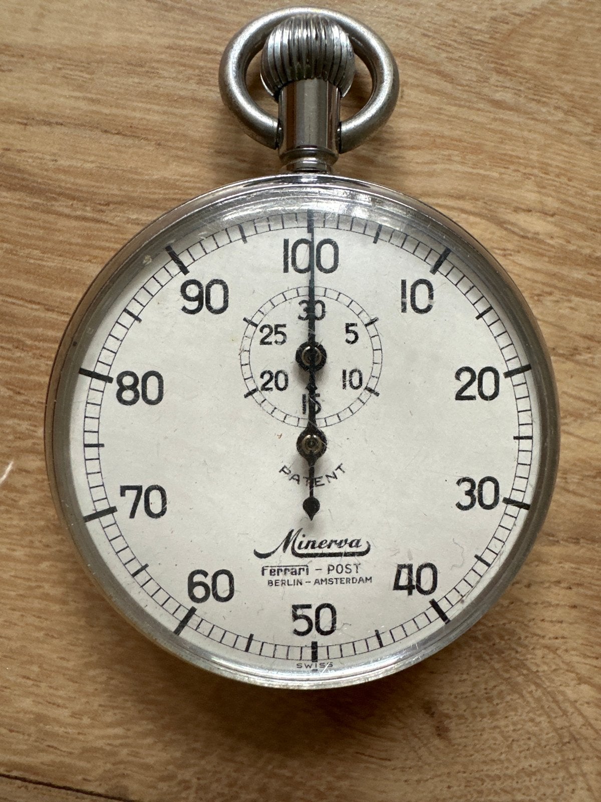 Vintage Minerva Ferrari-Post stopwatch - Werking onbekend, Sieraden, Tassen en Uiterlijk, Horloges | Antiek, Overige merken, Zakhorloge