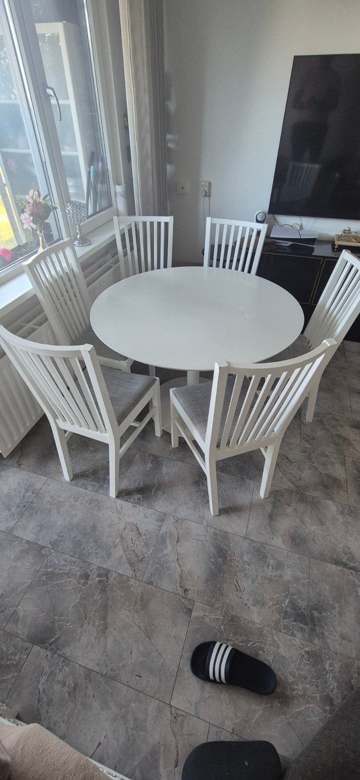 Witte ronde eettafel met 6 stoelen - IKEA NÄSINGE, Ophalen of Verzenden