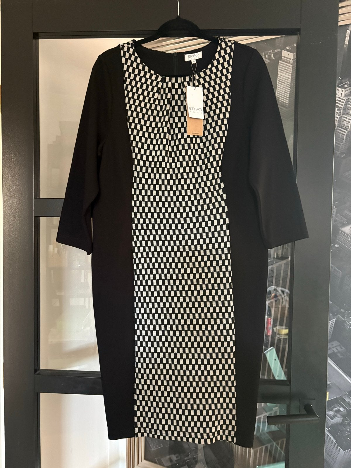 Erfo Pure jurk zwart/wit geblokt maat 42, Kleding | Dames, Zwart, Maat 42/44 (L), Nieuw, Ophalen of Verzenden