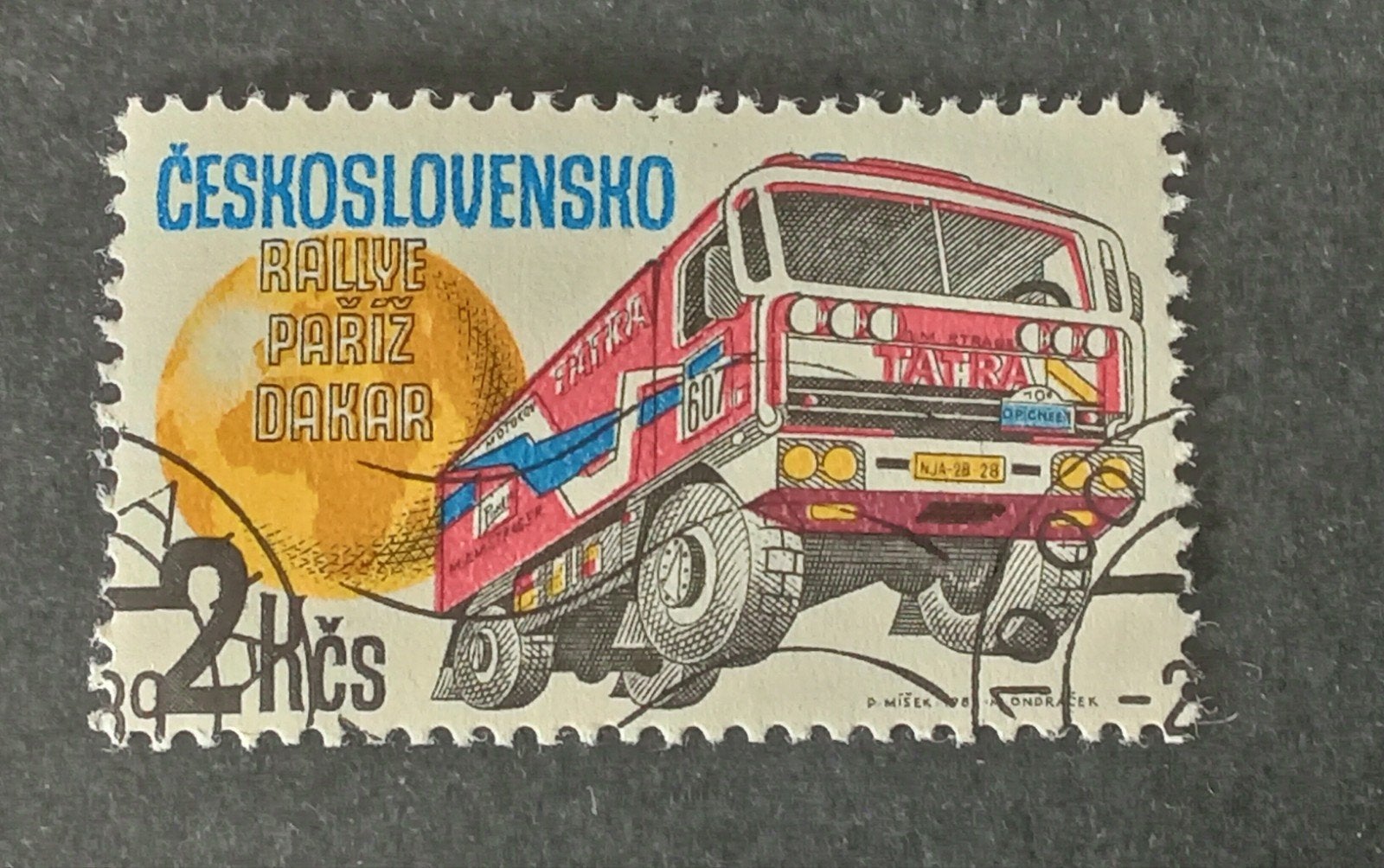 Tsjechoslowakije - Rally Parijs-Dakar vrachtwagen, Verzenden, Gestempeld, Auto's