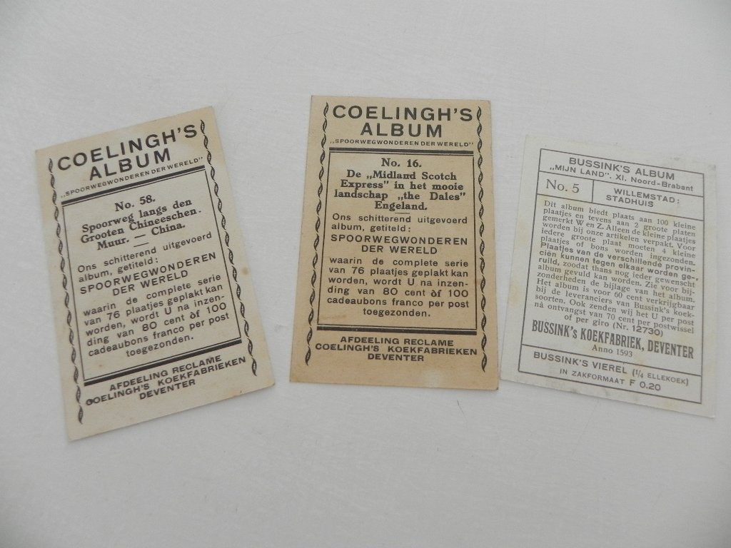Coelingh (2x) en Bussink (1x) koekfabriek plaatjes., Ophalen of Verzenden, Gebruikt, Meerdere plaatjes