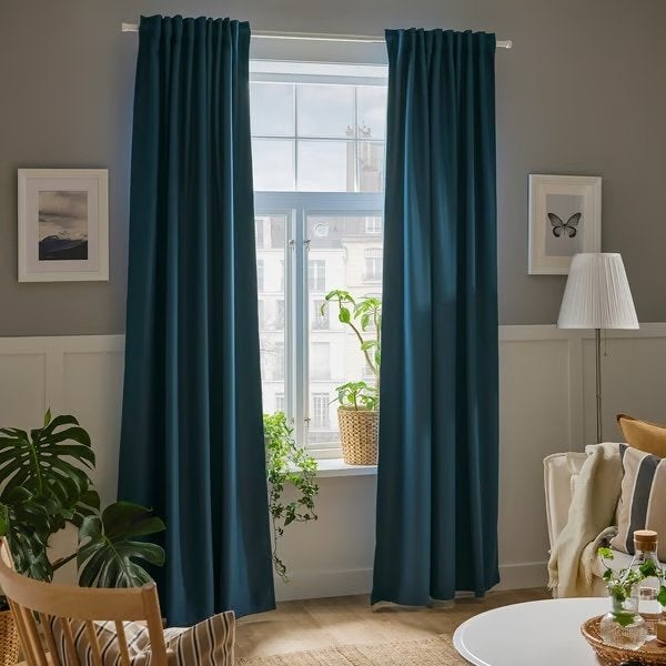 IKEA Gordijnen - Set van 3 Annakajsa Groen, Huis en Inrichting, 300 cm, Ophalen of Verzenden, Zo goed als nieuw, Gordijn