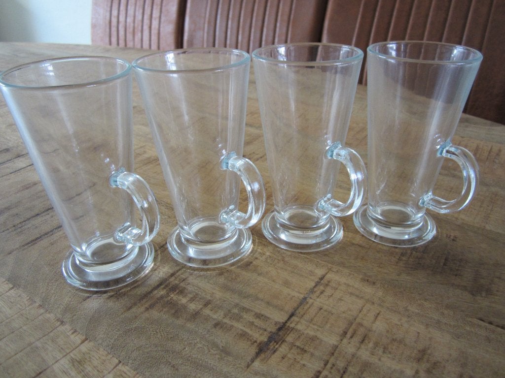 4 glazen latte macchiato zgan, Ophalen, Glas of Glazen, Overige stijlen, Glas