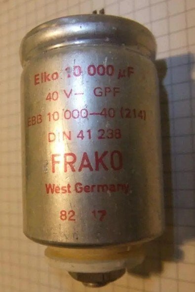 Condensator Frako 10.000 uF - 40VDC, Ophalen of Verzenden, Gebruikt