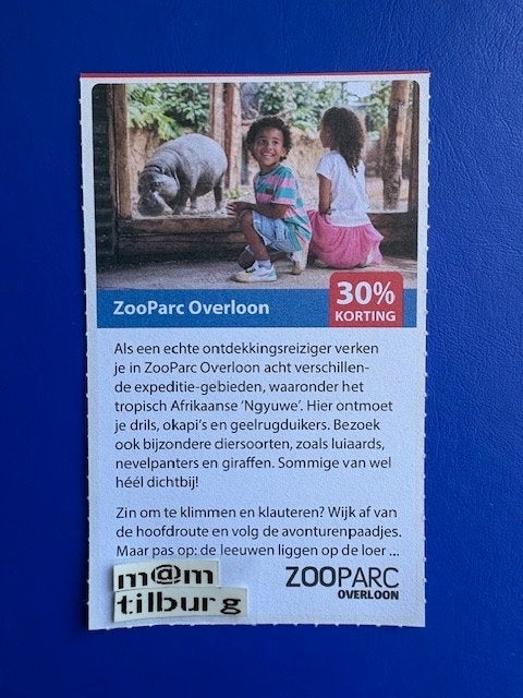 ZooParc Overloon 30% korting tot 1-7-2027, Drie personen of meer, Kortingskaart
