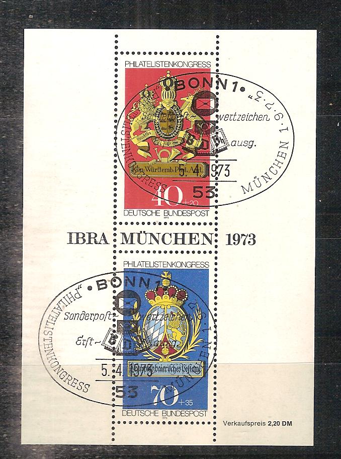 BRD 766-767 blok 9, Ophalen of Verzenden, BRD, Gestempeld