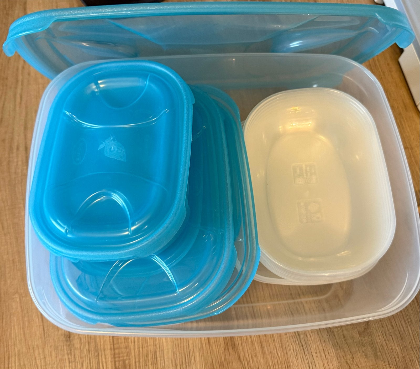 Plastic bewaardozen, Huis en Inrichting, Ophalen, Gebruikt, Bewaardoos, Blauw
