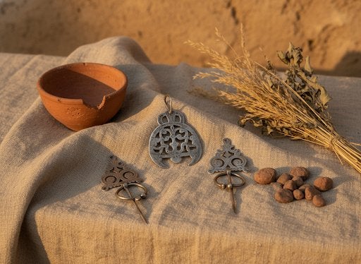 Zilveren berber fibula's + hanger, Tunesië, Verzenden, Zilver, Hanger