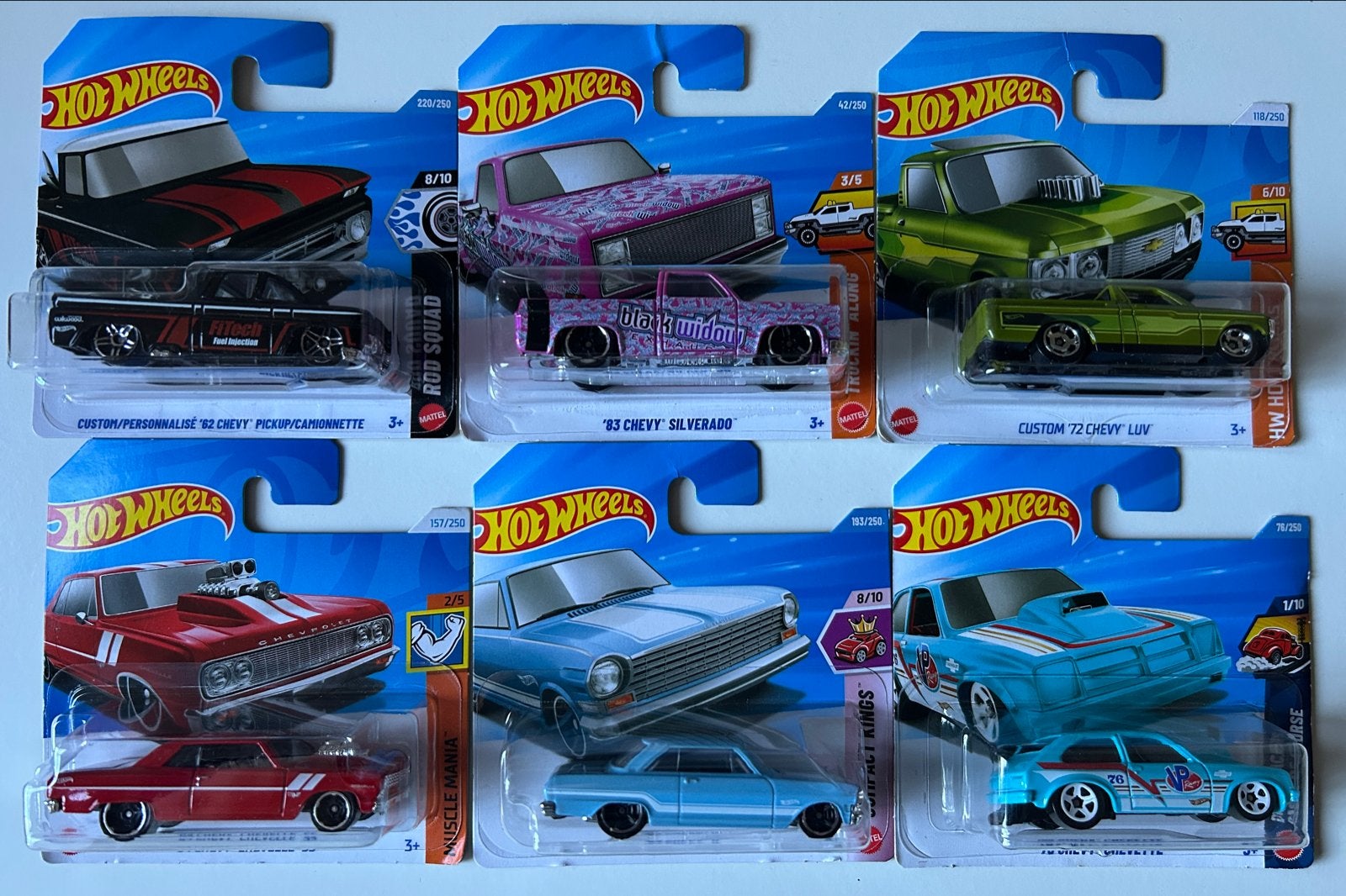 Hot Wheels Chevrolet Collectie - 6 Stuks, Overige merken, 1:50 of kleiner, Auto, Nieuw