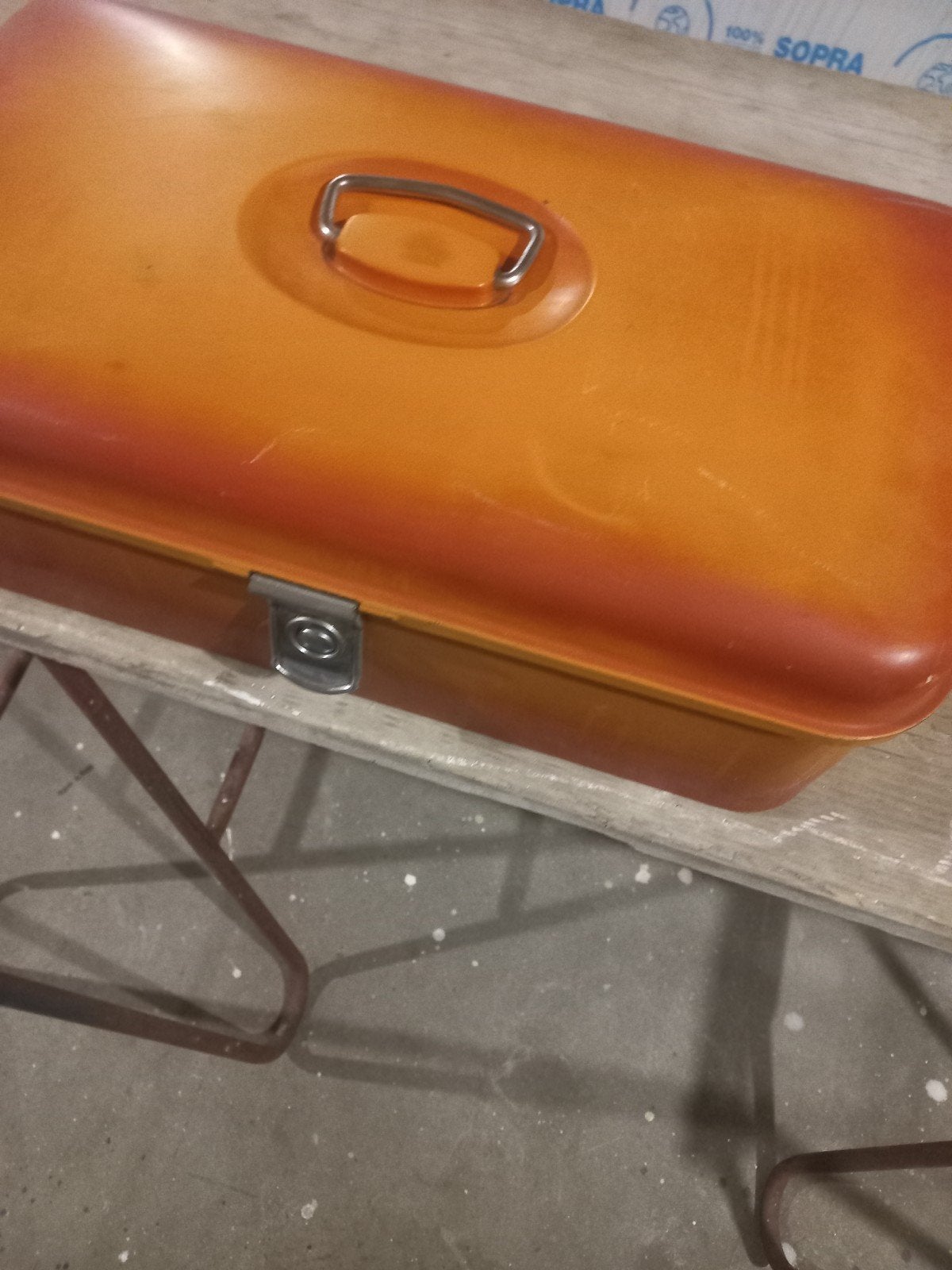 oranje emallie broodtrommel, Antiek en Kunst, Ophalen of Verzenden